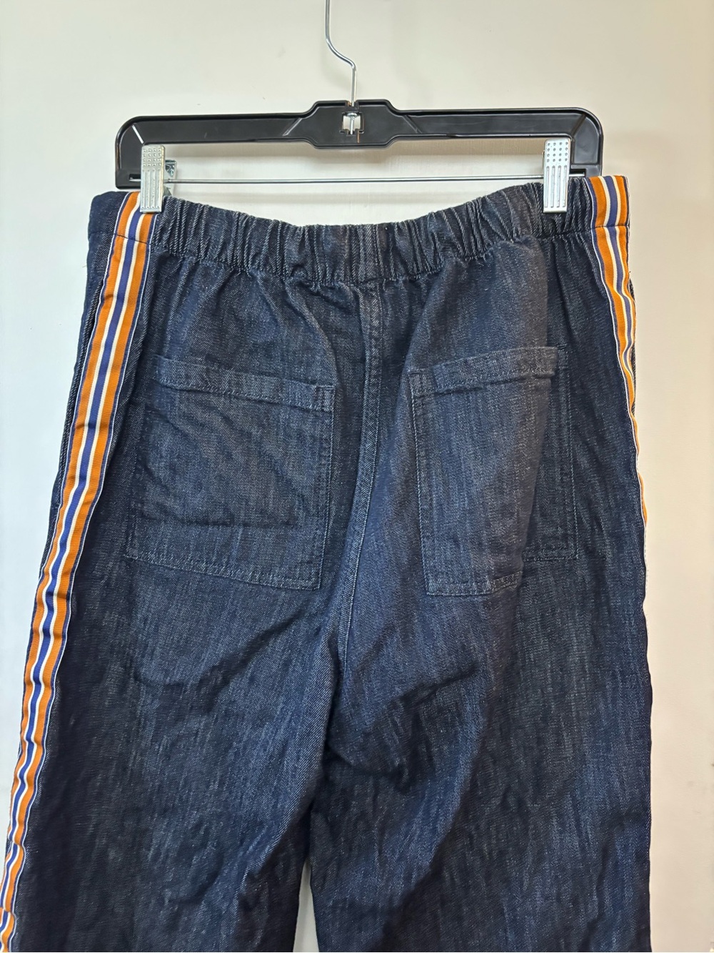 Maeve Anthropologie High Rise Wide Leg Jeans Denim Side Stripe Track Pants Sz M - Picture 5 of 9
